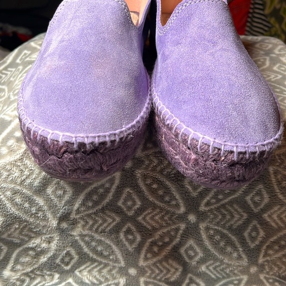 💙NWOT Emile Sindler 39 deep lavender platform leather espadrilles, made in Spain - Picture 2 of 8